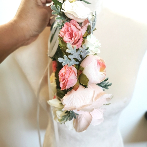 Floral flower crown wreath blush pink ivory buttercream main image 6